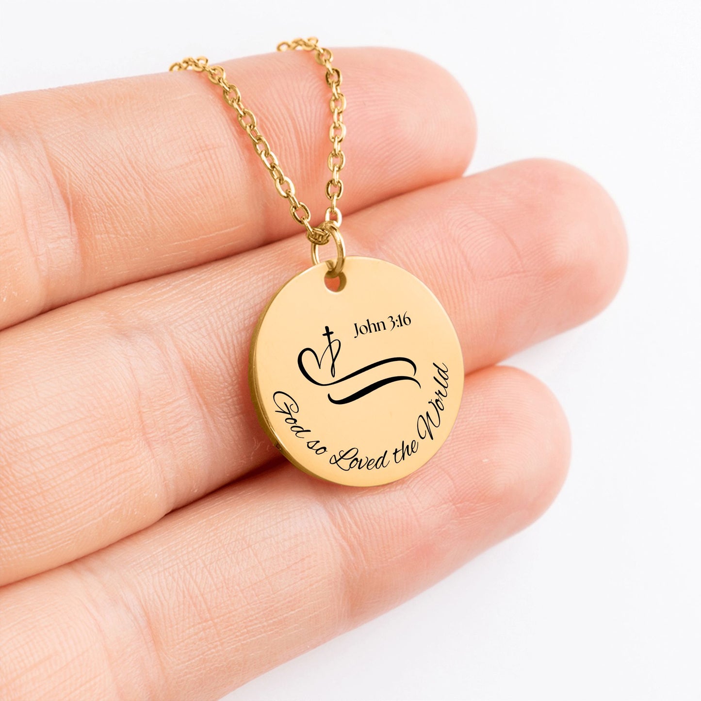 “God’s Love” Necklace – John 3:16 Christian Pendant, Bible Verse Jewelry Gift for Women, Faith inspired Religious Keepsake