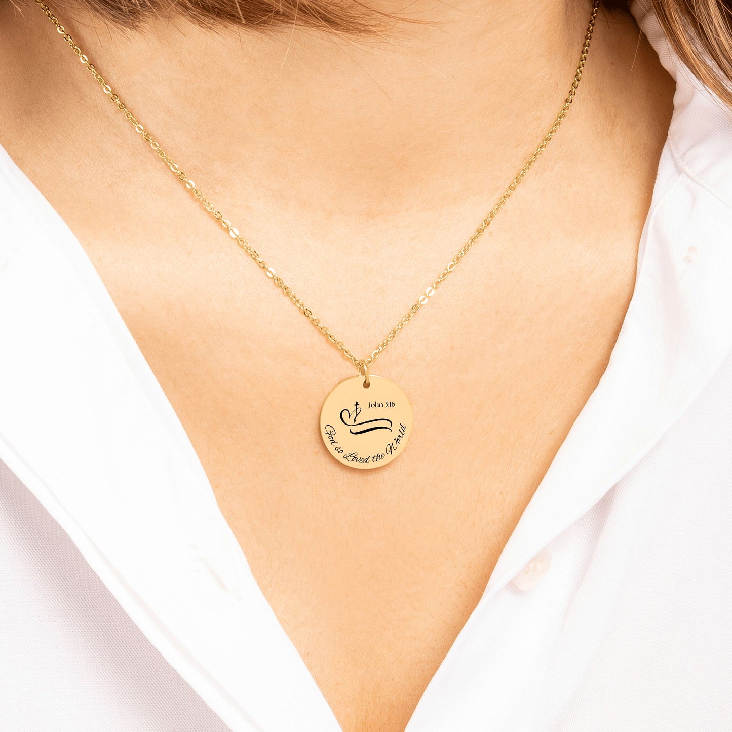 “God’s Love” Necklace – John 3:16 Christian Pendant, Bible Verse Jewelry Gift for Women, Faith inspired Religious Keepsake