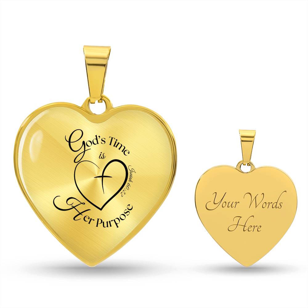 God’s Time Is Her Purpose Necklace – Isaiah 60:22 Heart Pendant
