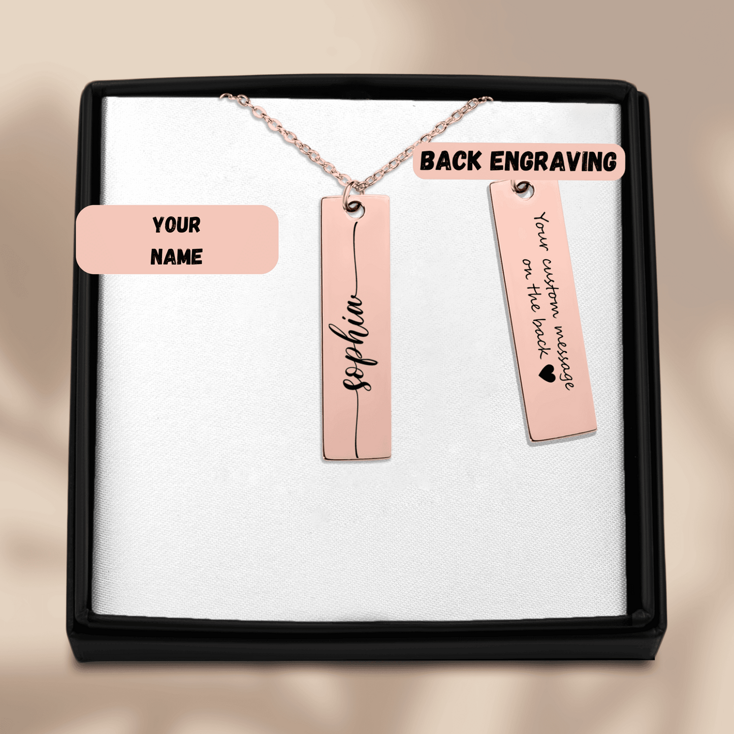 Personalized Vertical Name Necklace – Custom Engraved Jewelry