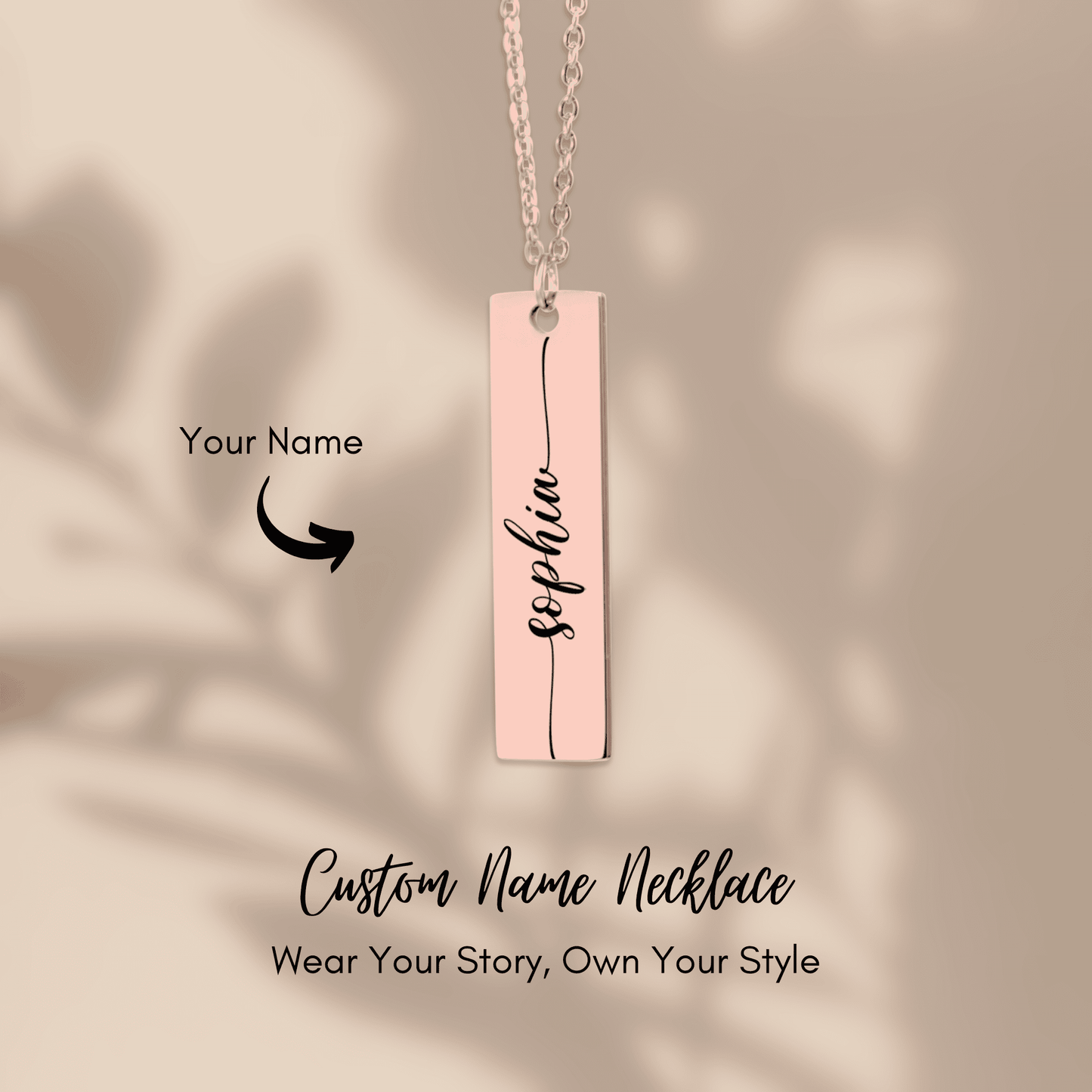 Personalized Vertical Name Necklace – Custom Engraved Jewelry