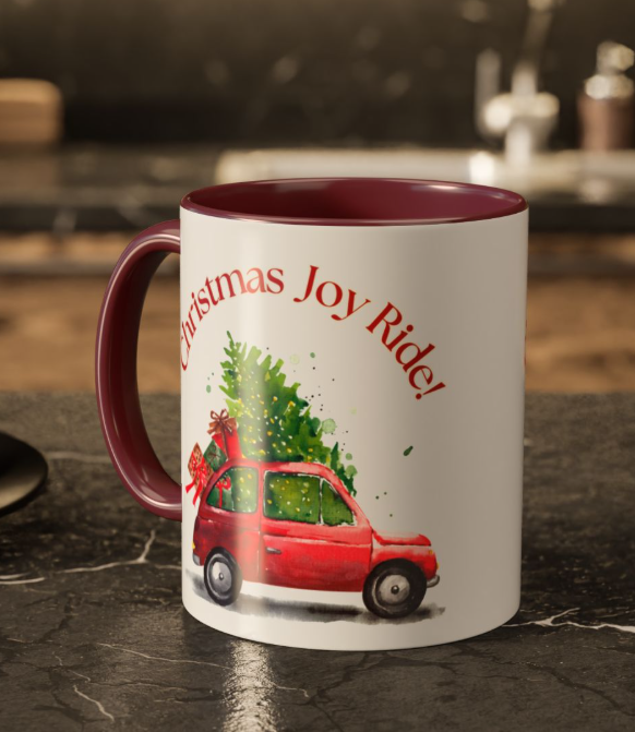 Christmas Joy Ride Mug | Festive Santa Two-Tone Coffee Cup