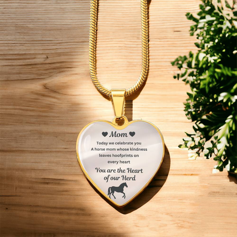 Horse Mom Necklace Gift for Mom – Custom Name Pendant You Are The Heart Of Our Herd