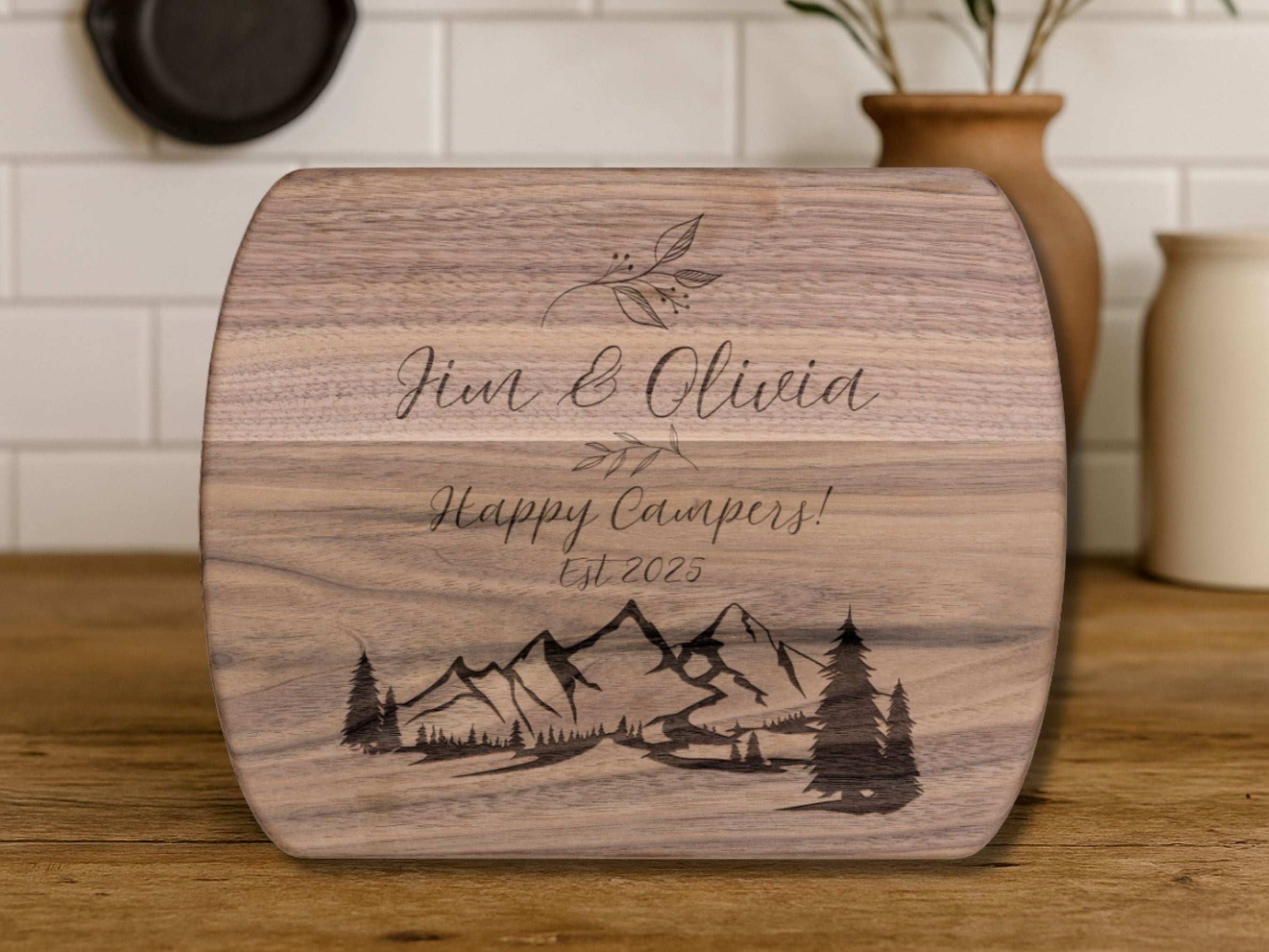 Personalized Camping Couple Cutting Board – Happy Campers Wedding Gifts