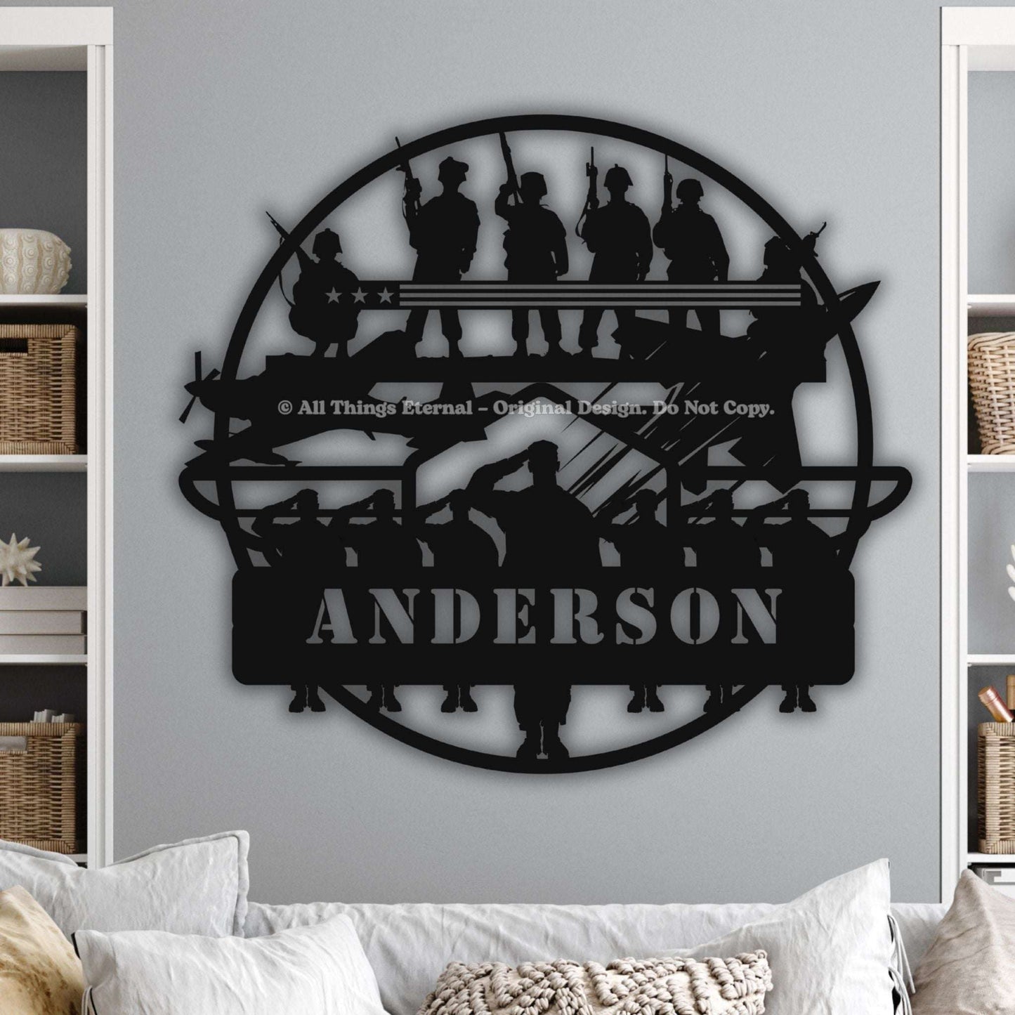 Custom Name Patriotic  Veterans & Soldiers Metal Wall Art Sign
