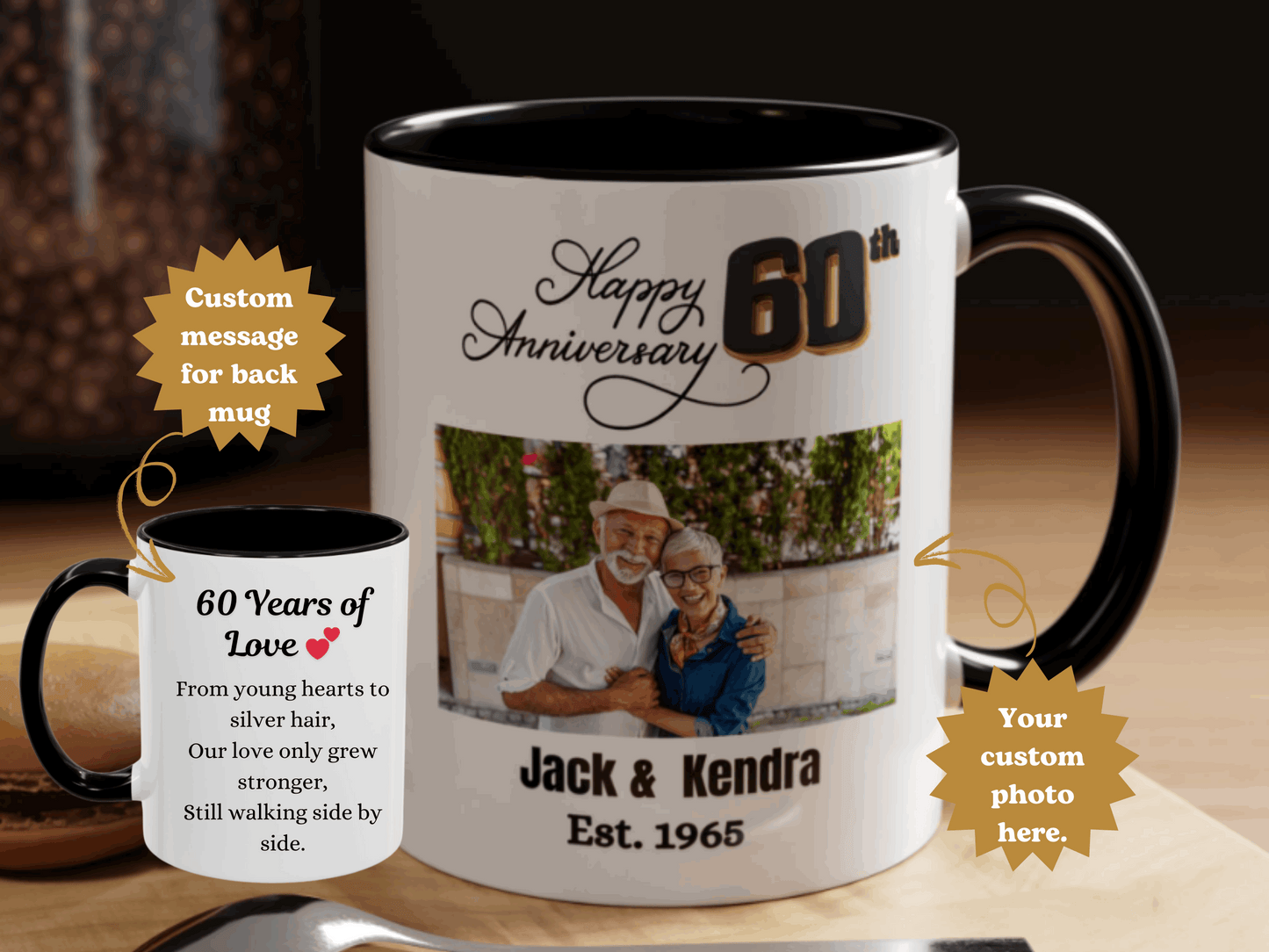 Custom 60th Anniversary Photo Mug Wedding Gifts