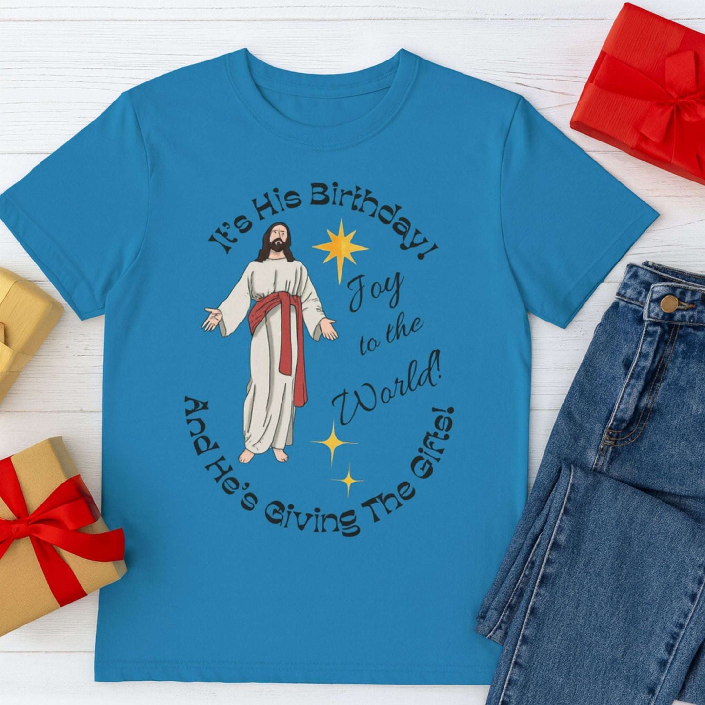Joy To The World Christian Christmas T-Shirt | Jesus Birthday Tee