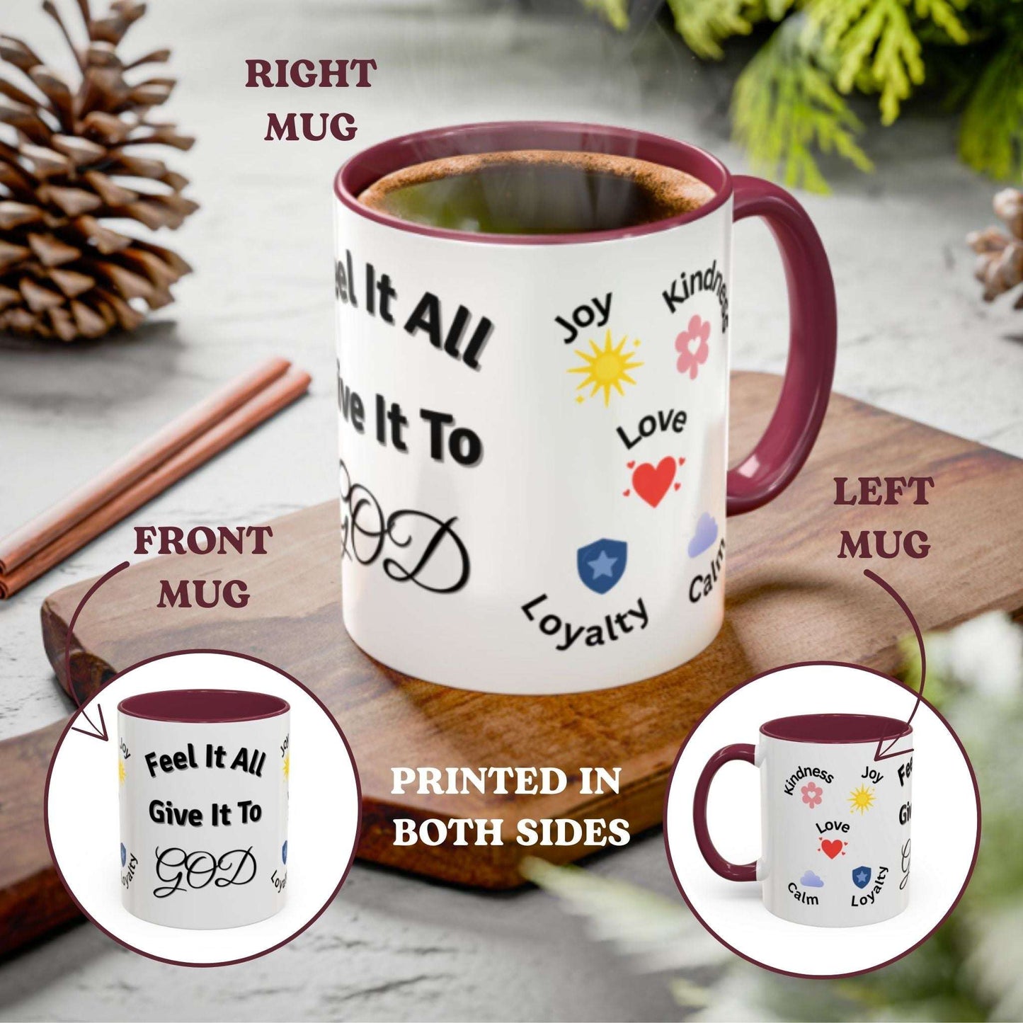 Two-Tone Coffee Mug with Uplifting Symbol – Inspirational Gift