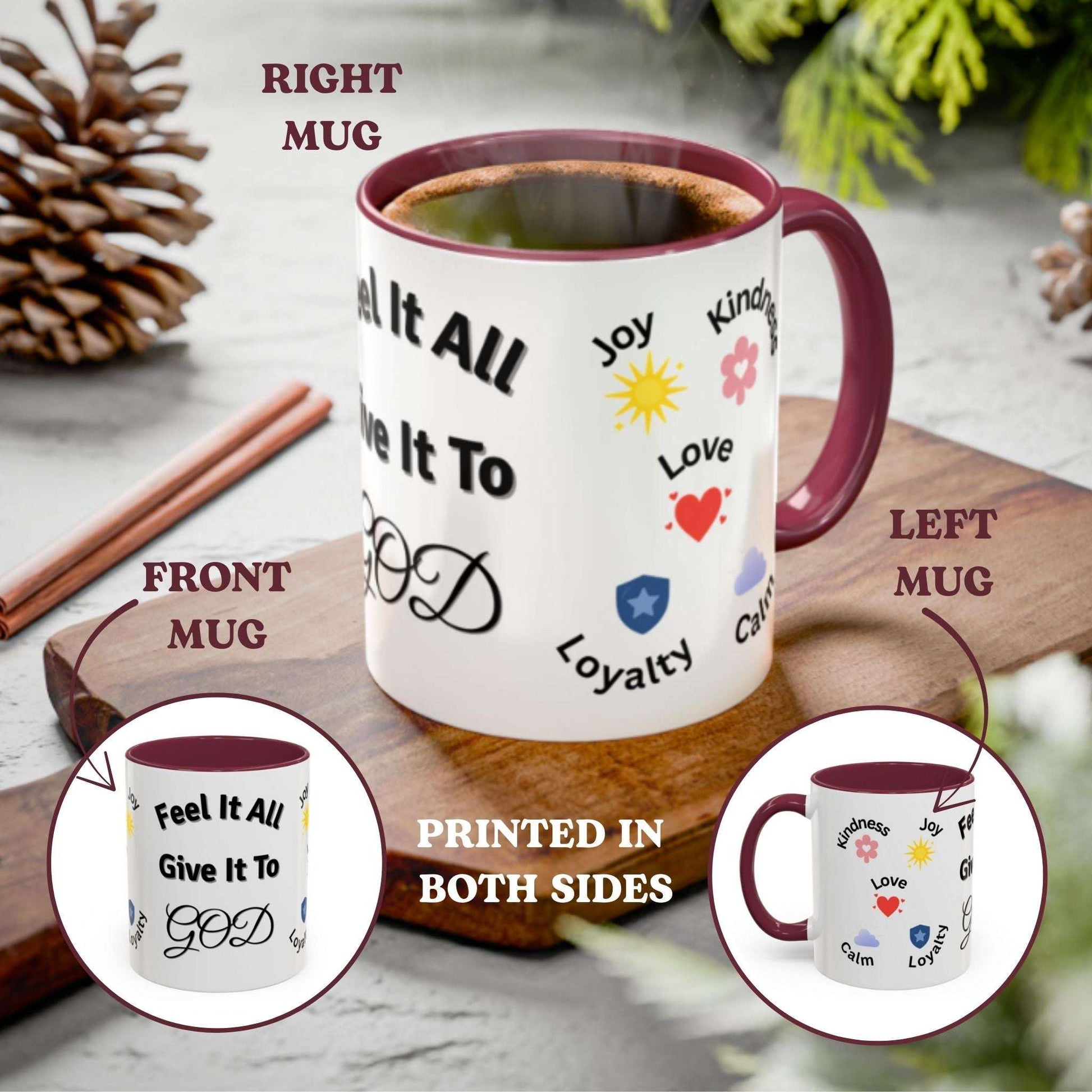 Two-Tone Coffee Mug with Uplifting Symbol – Inspirational Gift