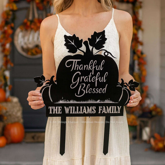 Custom  Name Thanksgiving Pumpkin Garden Sign