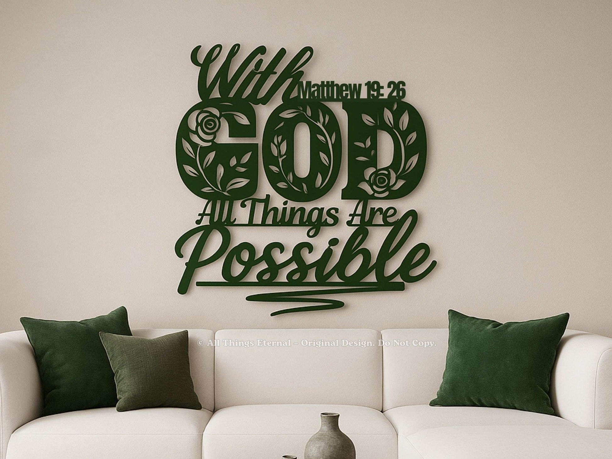 Matthew 19:26 Christian Metal Sign – Inspirational Scripture Wall Decor Gift