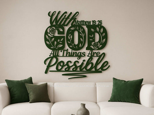 Matthew 19:26 Christian Metal Sign – Inspirational Scripture Wall Decor Gift