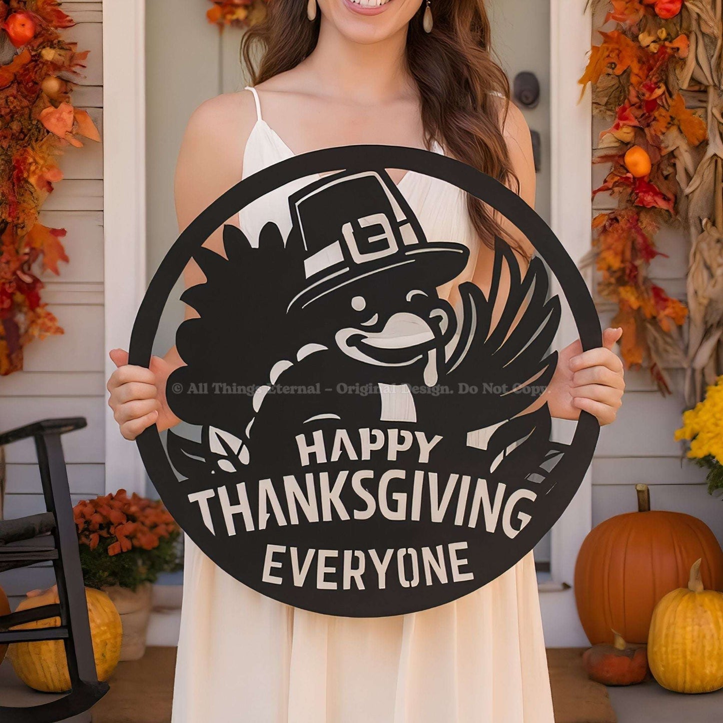 Happy Thanksgiving Sign - Turkey Metal Wall Art Décor for Home