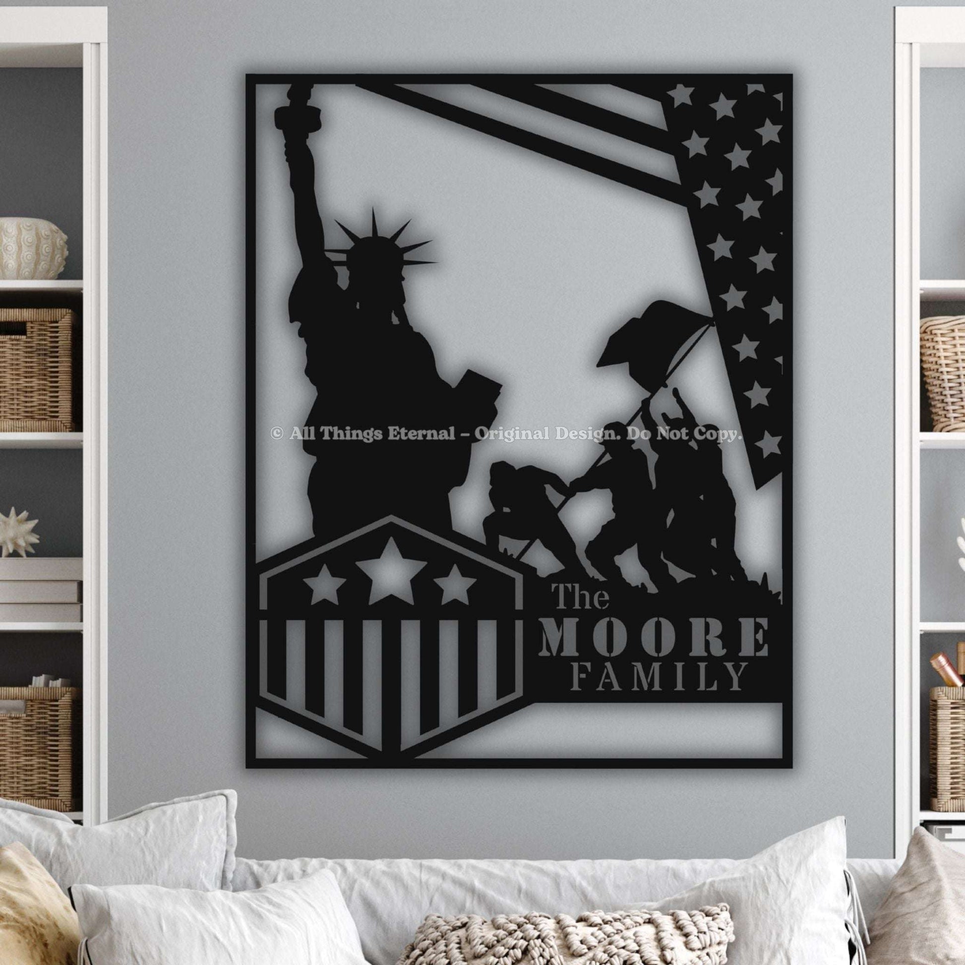 Custom Patriotic Metal Sign - Independence Day Gift for Veterans