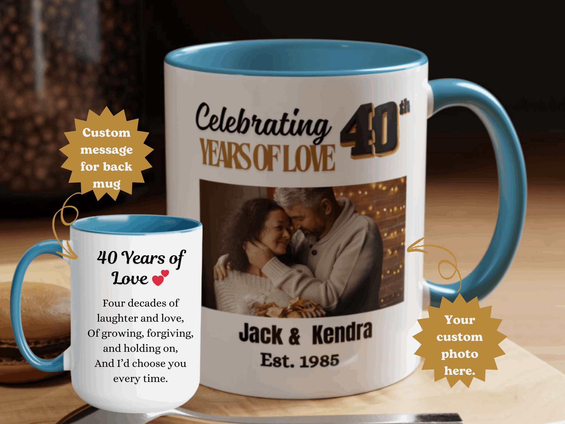 Personalized 40th  Wedding Anniversary  Photo Coffee Mug