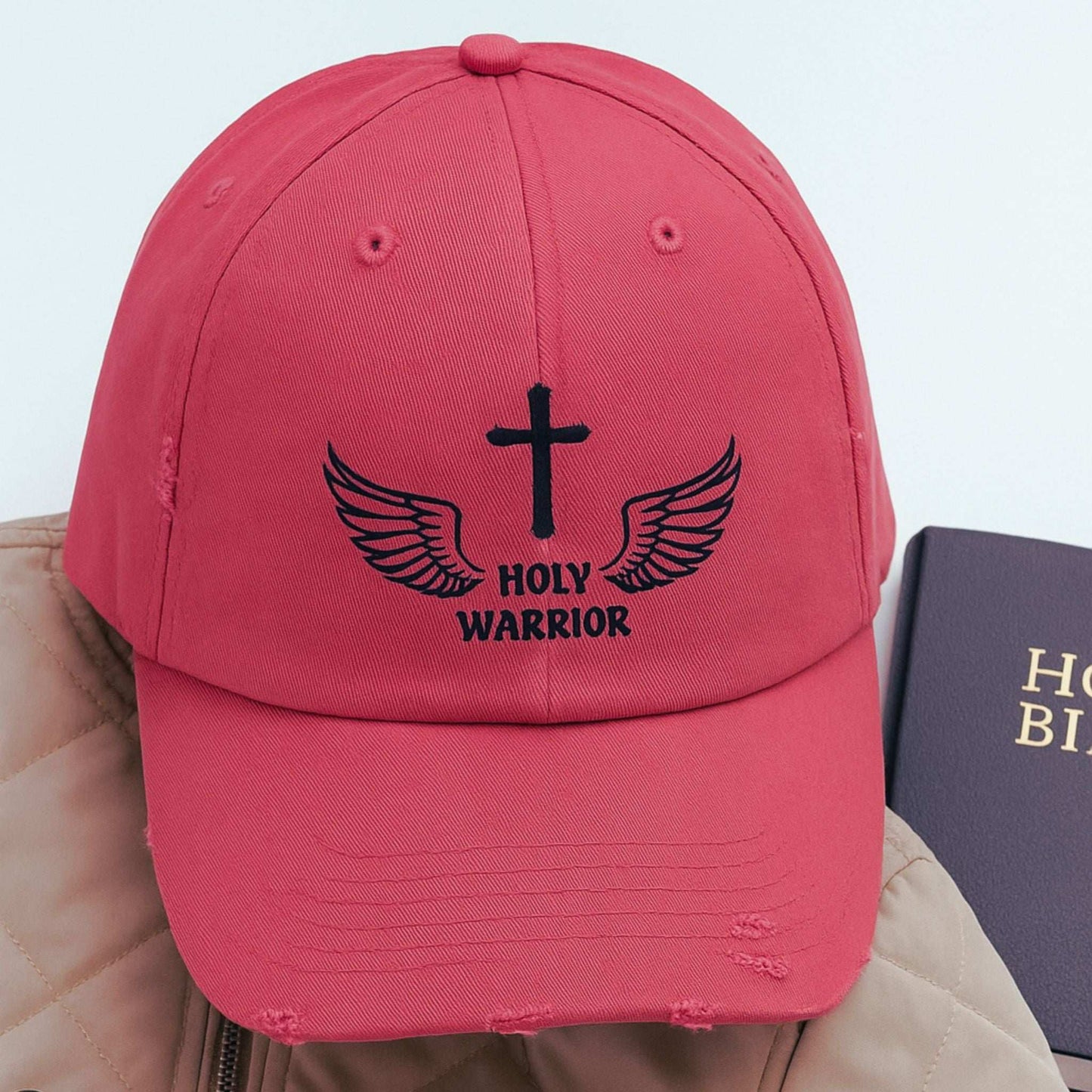 Holy Warrior Distressed Cap - Casual Hat for Faith Lovers