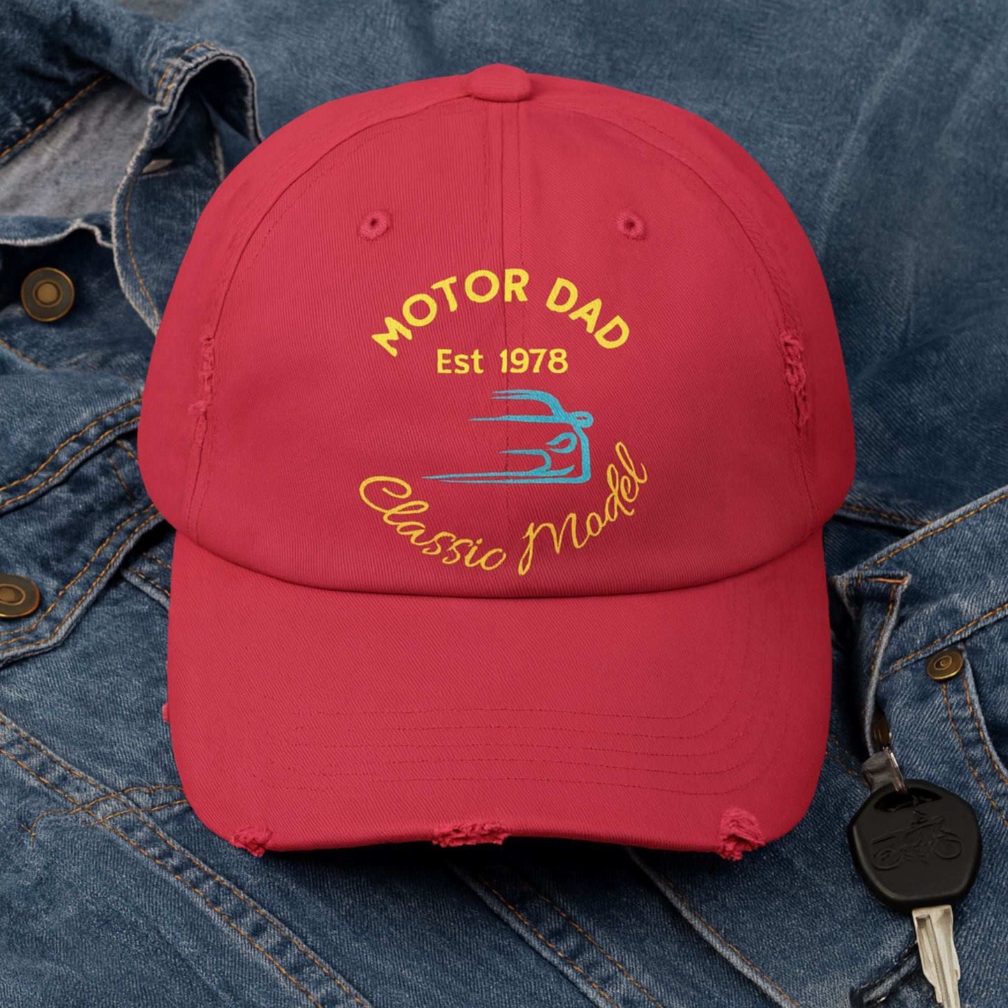 Motor Dad Baseball Cap – Personalized Vintage Distressed Hat Gift
