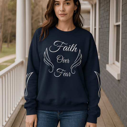 Christian Sweatshirt for Women – Faith Over Fear Inspirational Crewneck