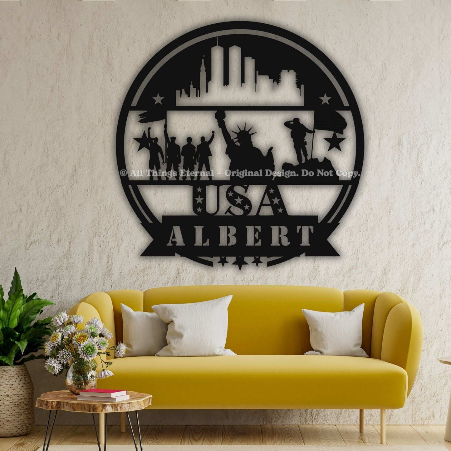 Personalized Patriotic Veterans Metal  Wall Sign