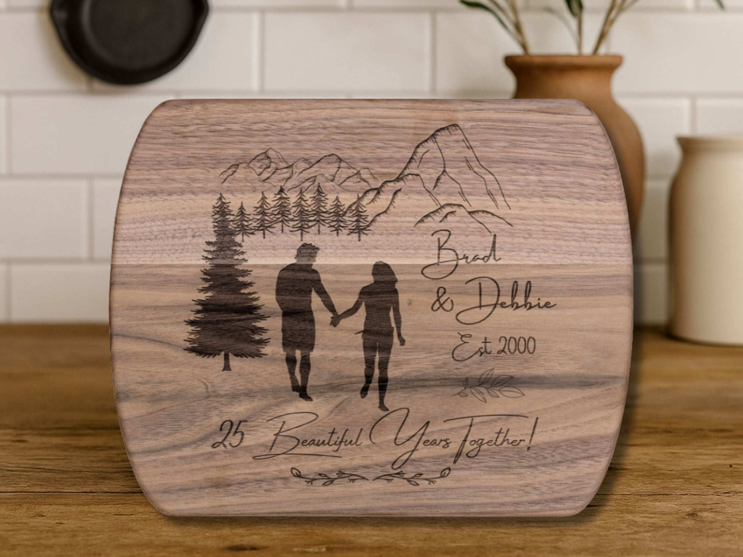 Personalized 25 Years Together Cutting Board- Custom Anniversary Gift for Couple Outdoorsy