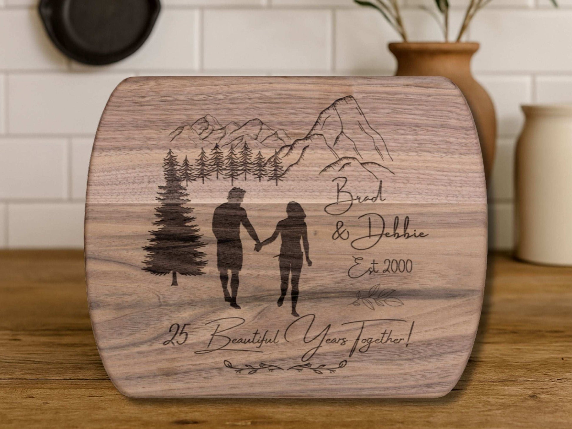 Personalized 25 Years Together Cutting Board- Custom Anniversary Gift for Couple Outdoorsy