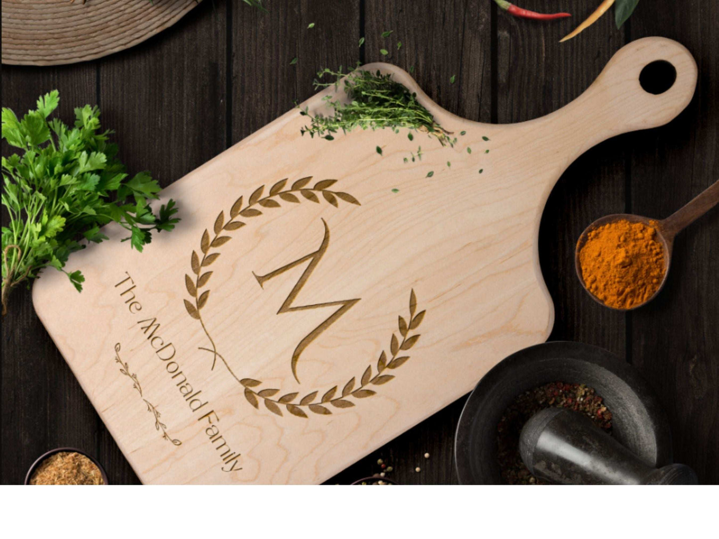Personalized Monogram Cutting Board –  Housewarming or Anniversary Gifts
