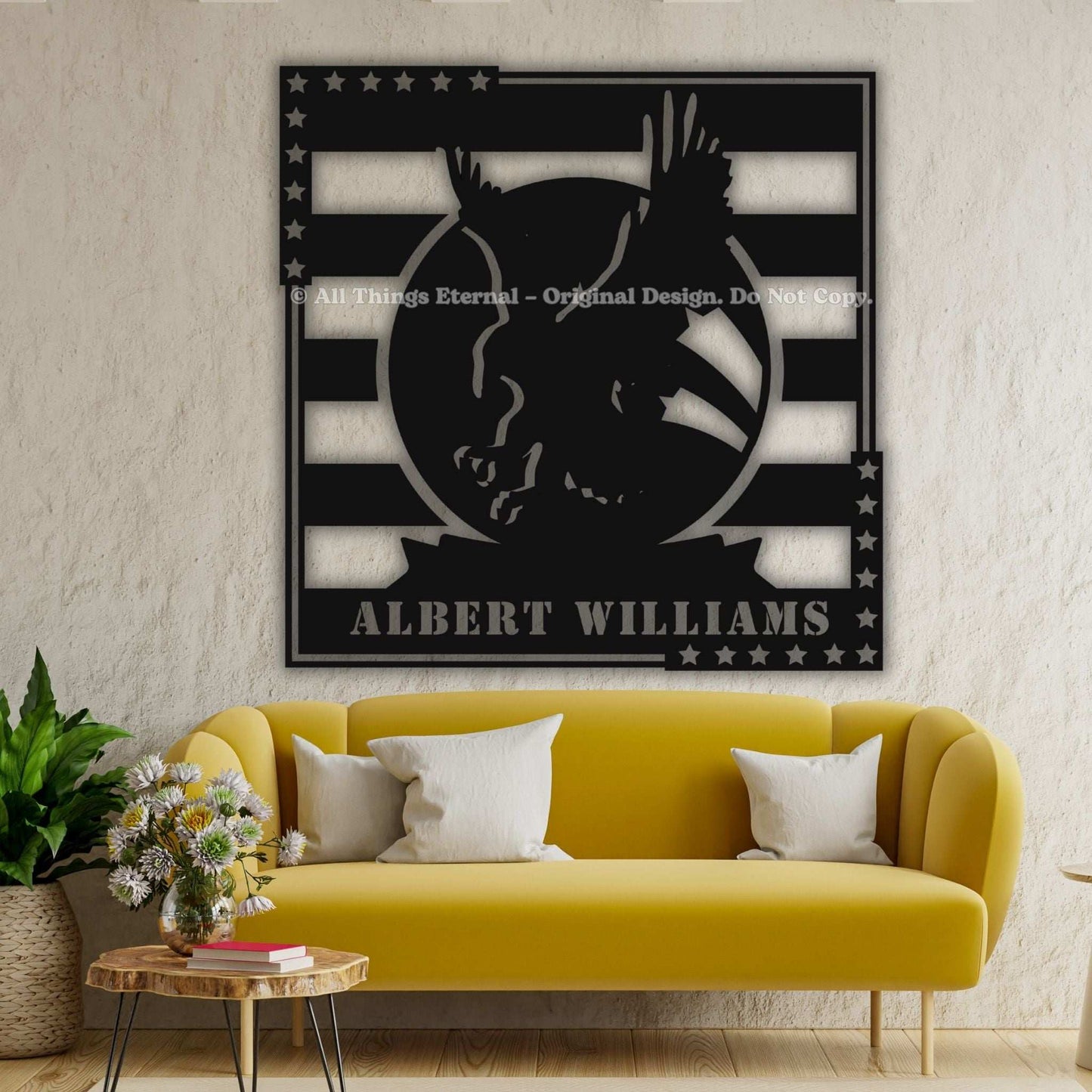 Custom Name Patriotic Veterans Metal Sign Decor Gift