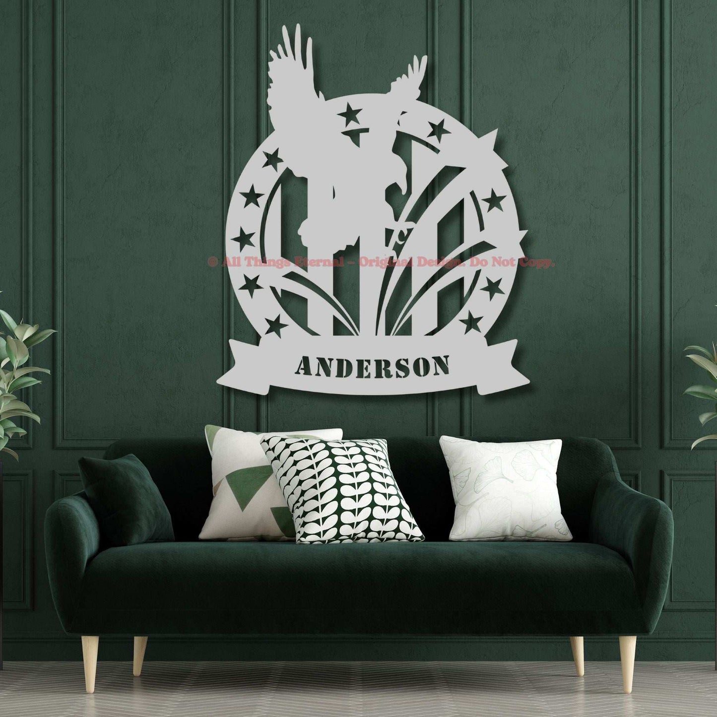 Custom Patriotic Eagle Metal  Wall Art Sign - USA Flag Military Gifts