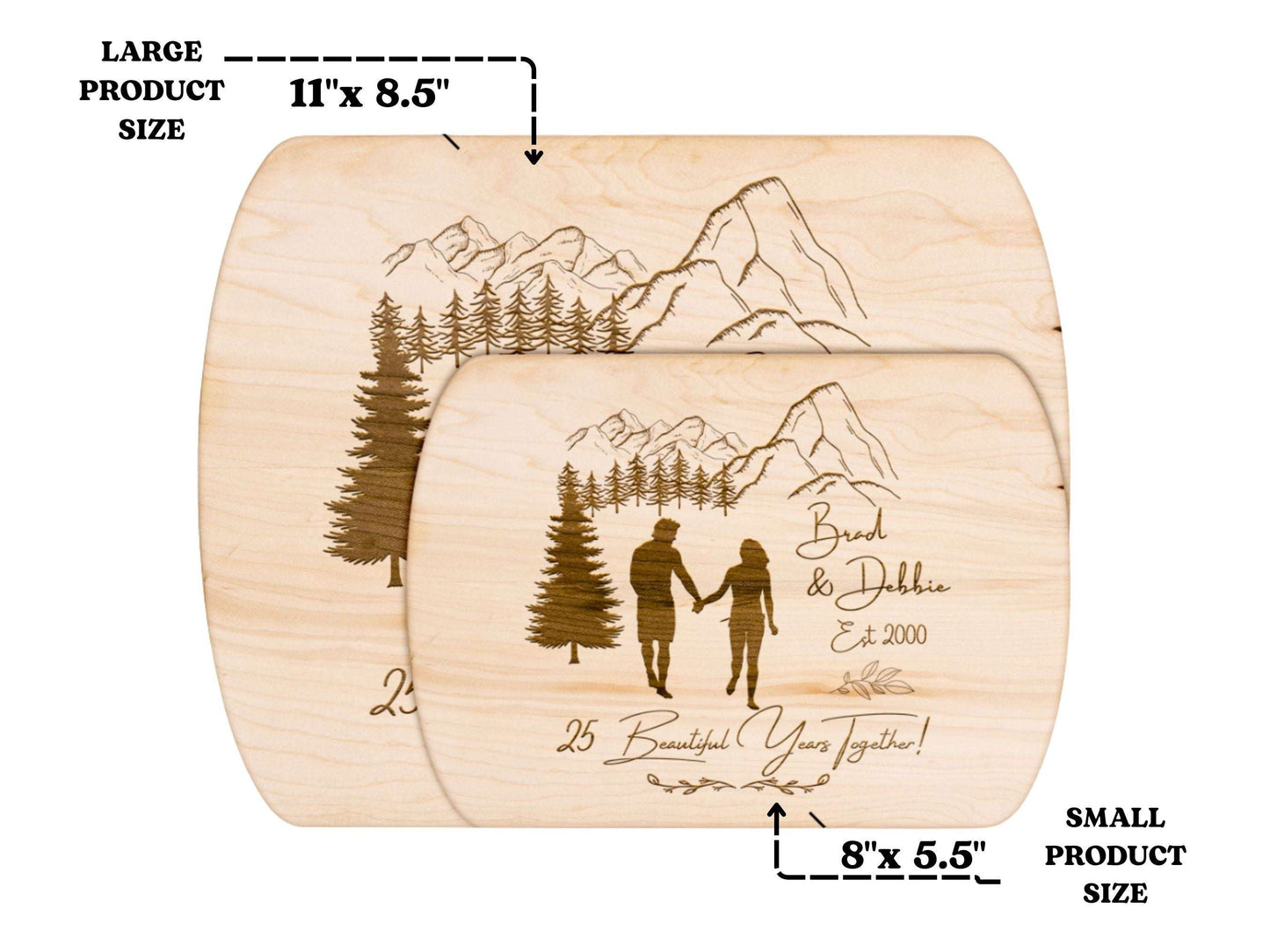 Personalized 25 Years Together Cutting Board- Custom Anniversary Gift for Couple Outdoorsy