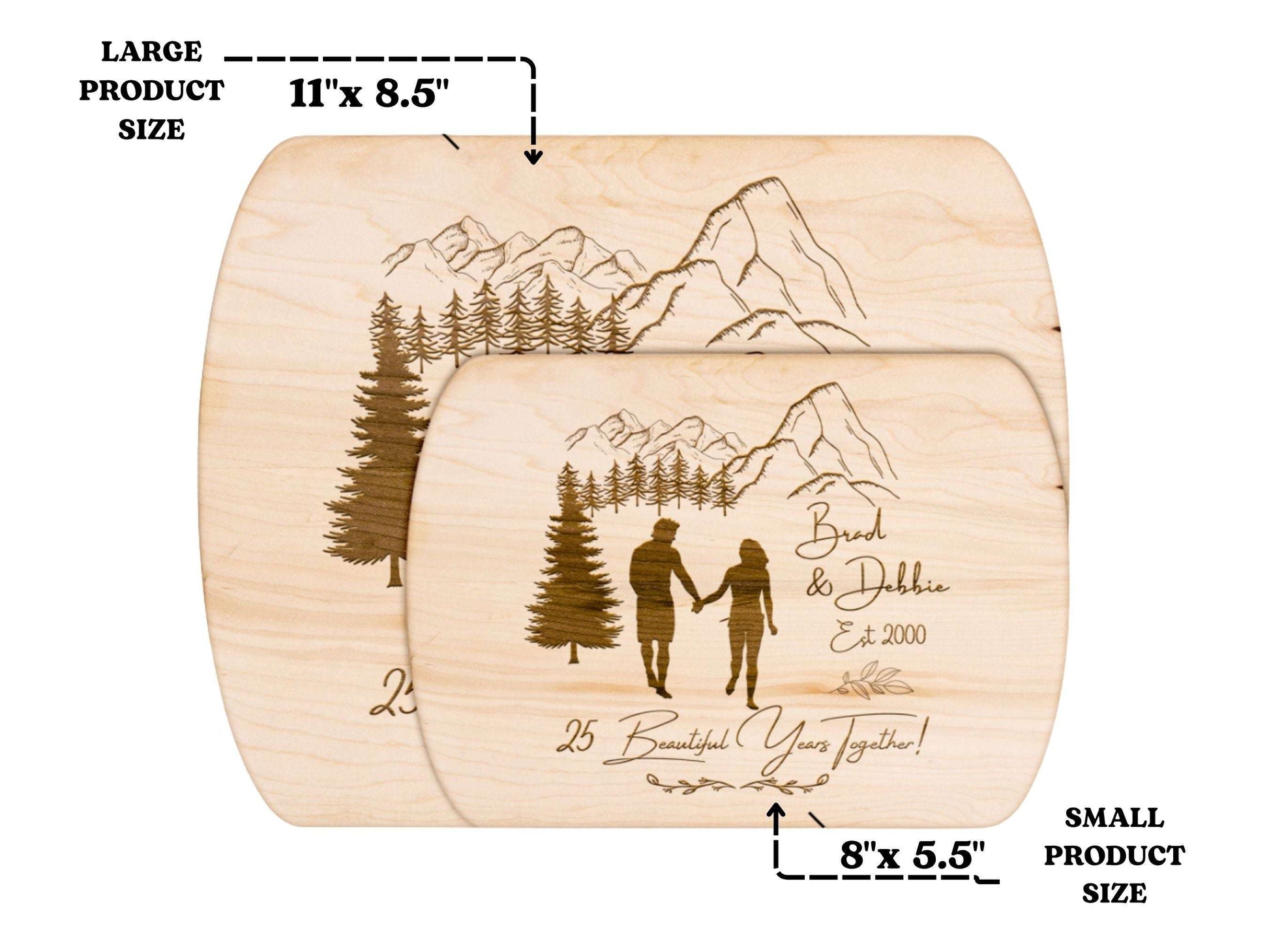 Personalized 25 Years Together Cutting Board- Custom Anniversary Gift for Couple Outdoorsy