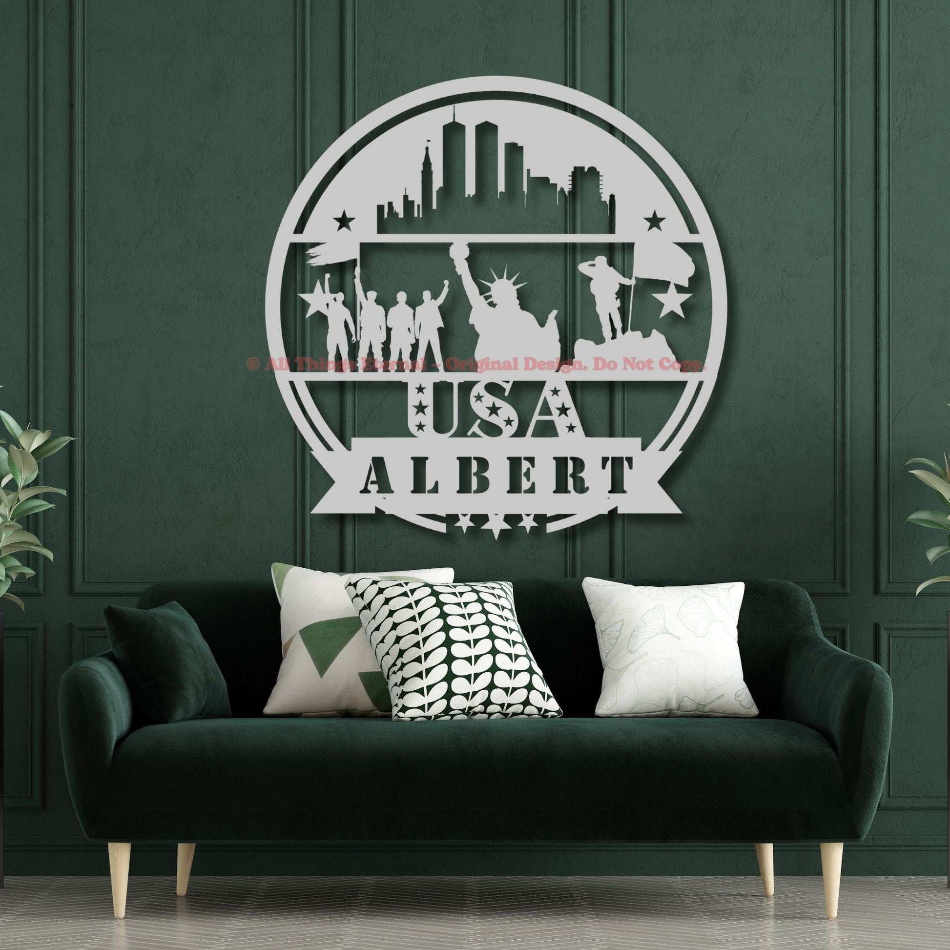 Personalized Patriotic Veterans Metal  Wall Sign