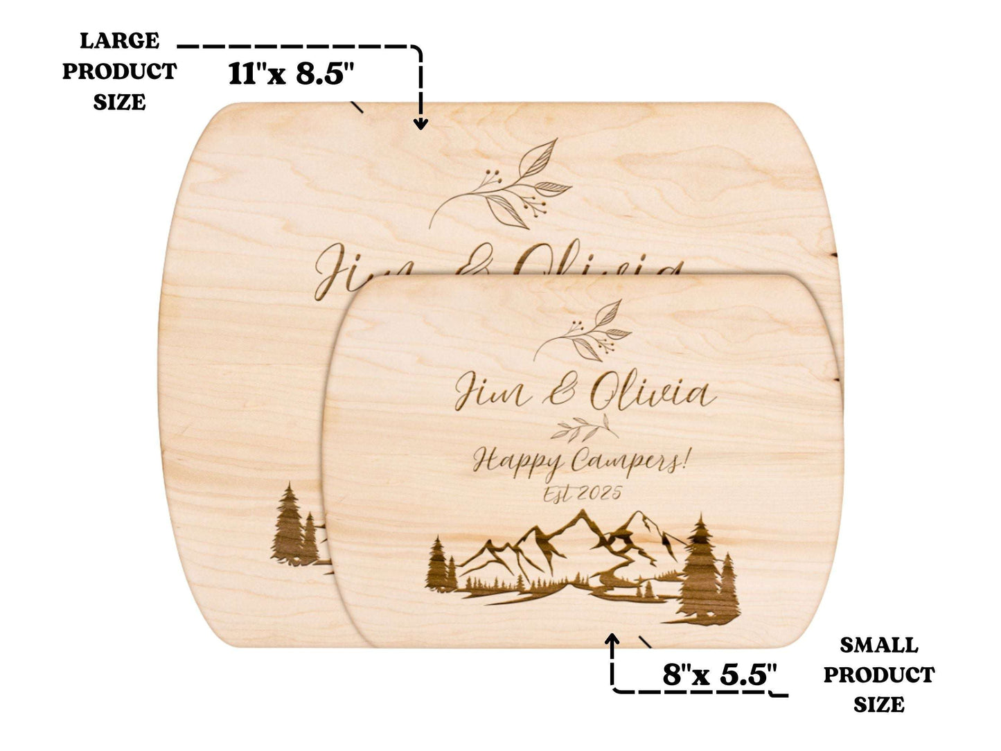 Personalized Camping Couple Cutting Board – Happy Campers Wedding Gifts