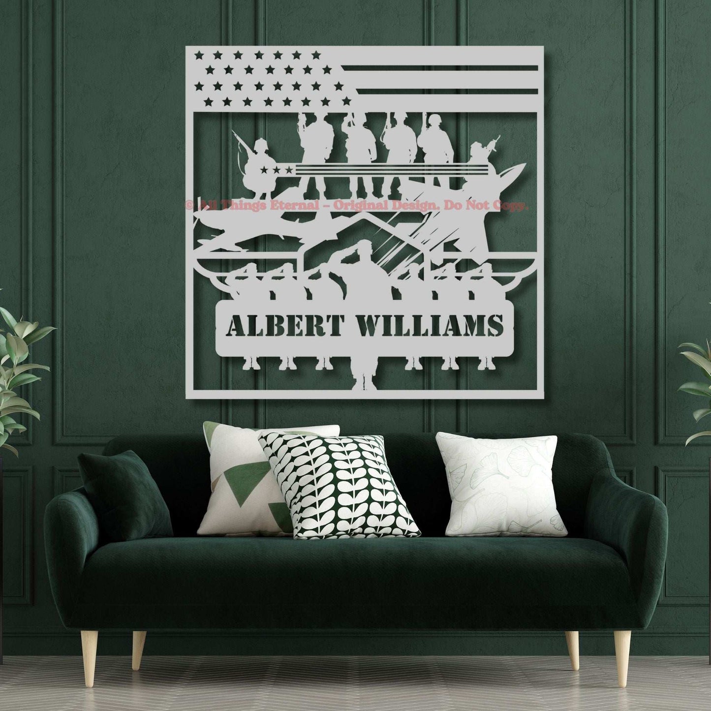 Custom Patriotic Metal Wall  Art- Gift for Veteran, US Army, Navy, Marines, Soldier