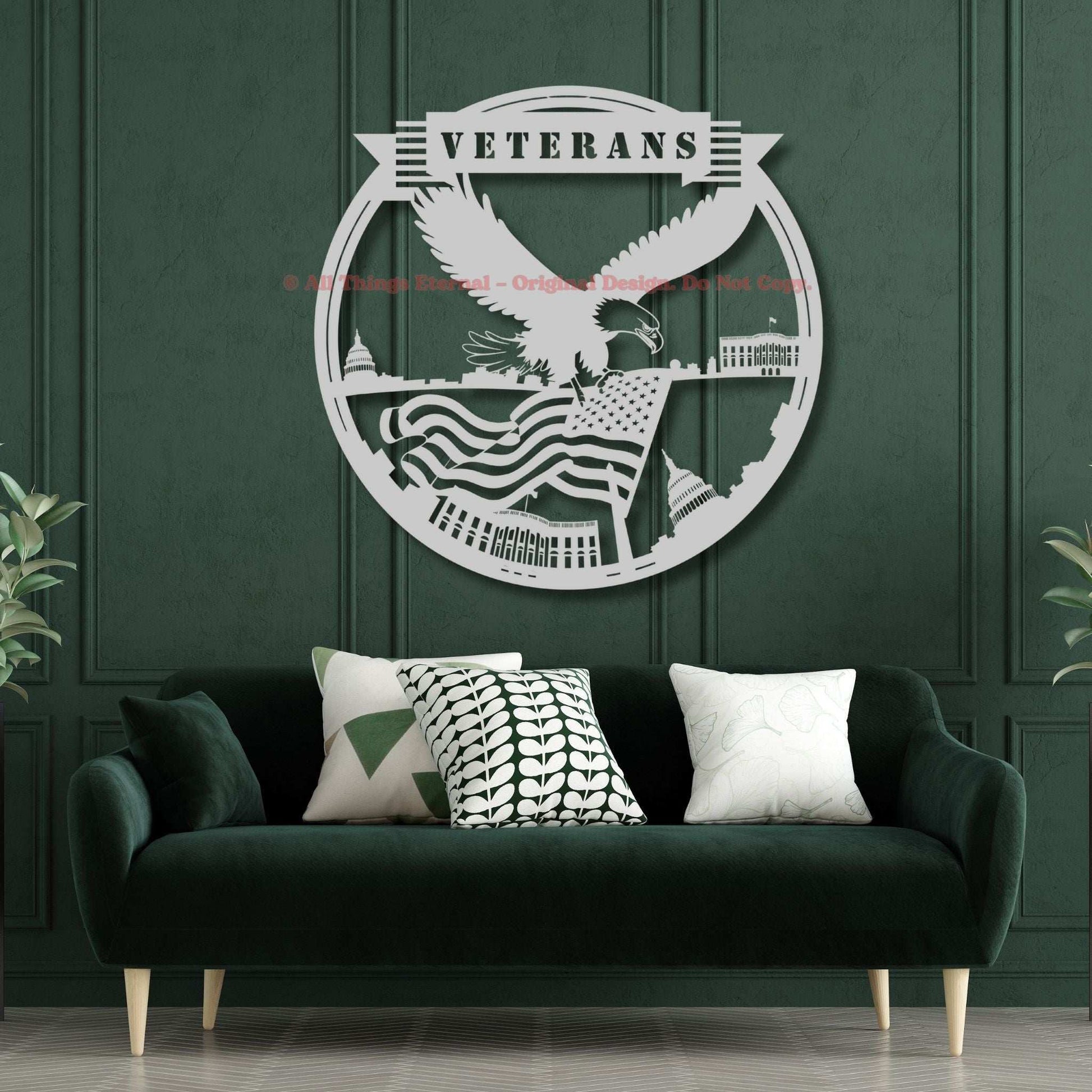 Custom Name Veterans Metal Wall   Hanging Art  Sign-Veterans Day Gift