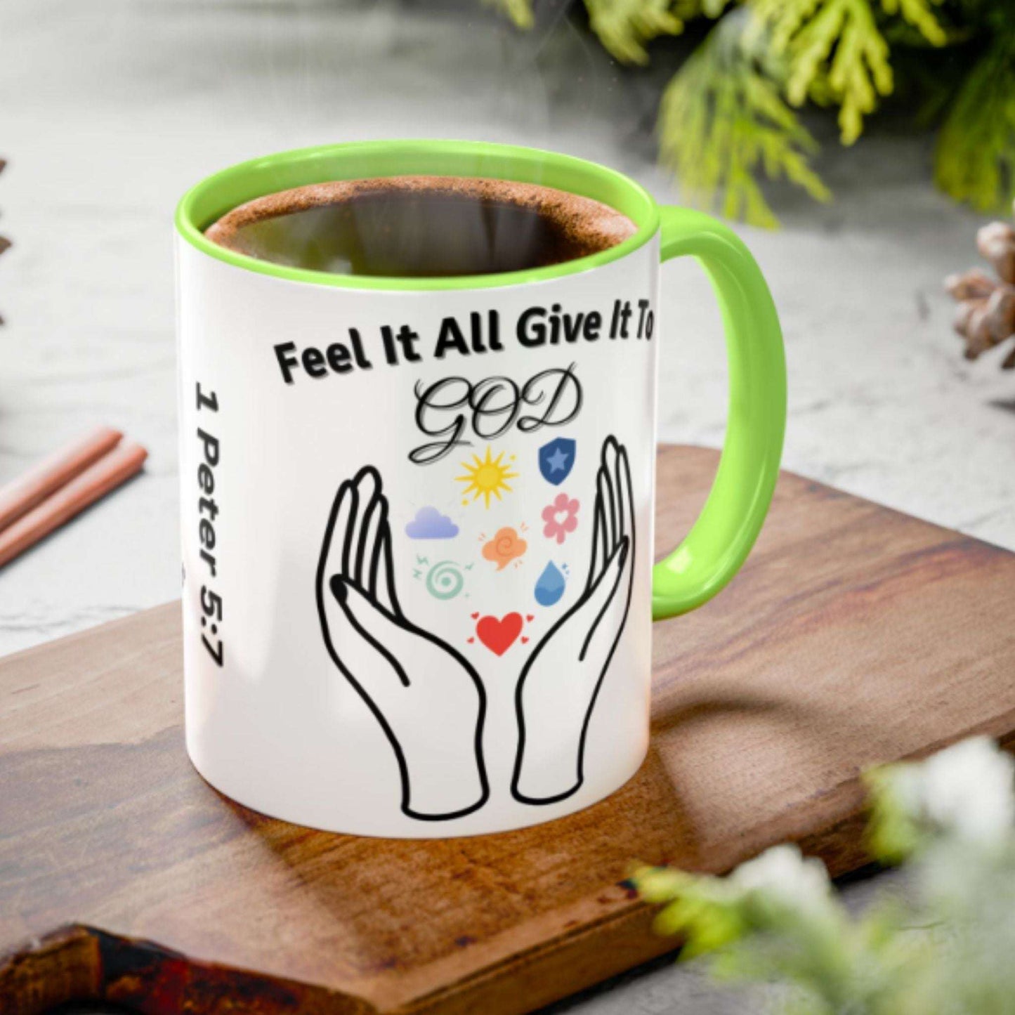 Christian Faith Two-Tone Coffee Mug 11oz – Inspirational Symbol Gifts