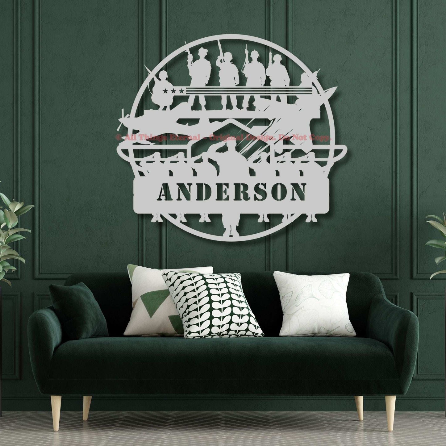 Custom Name Patriotic  Veterans & Soldiers Metal Wall Art Sign