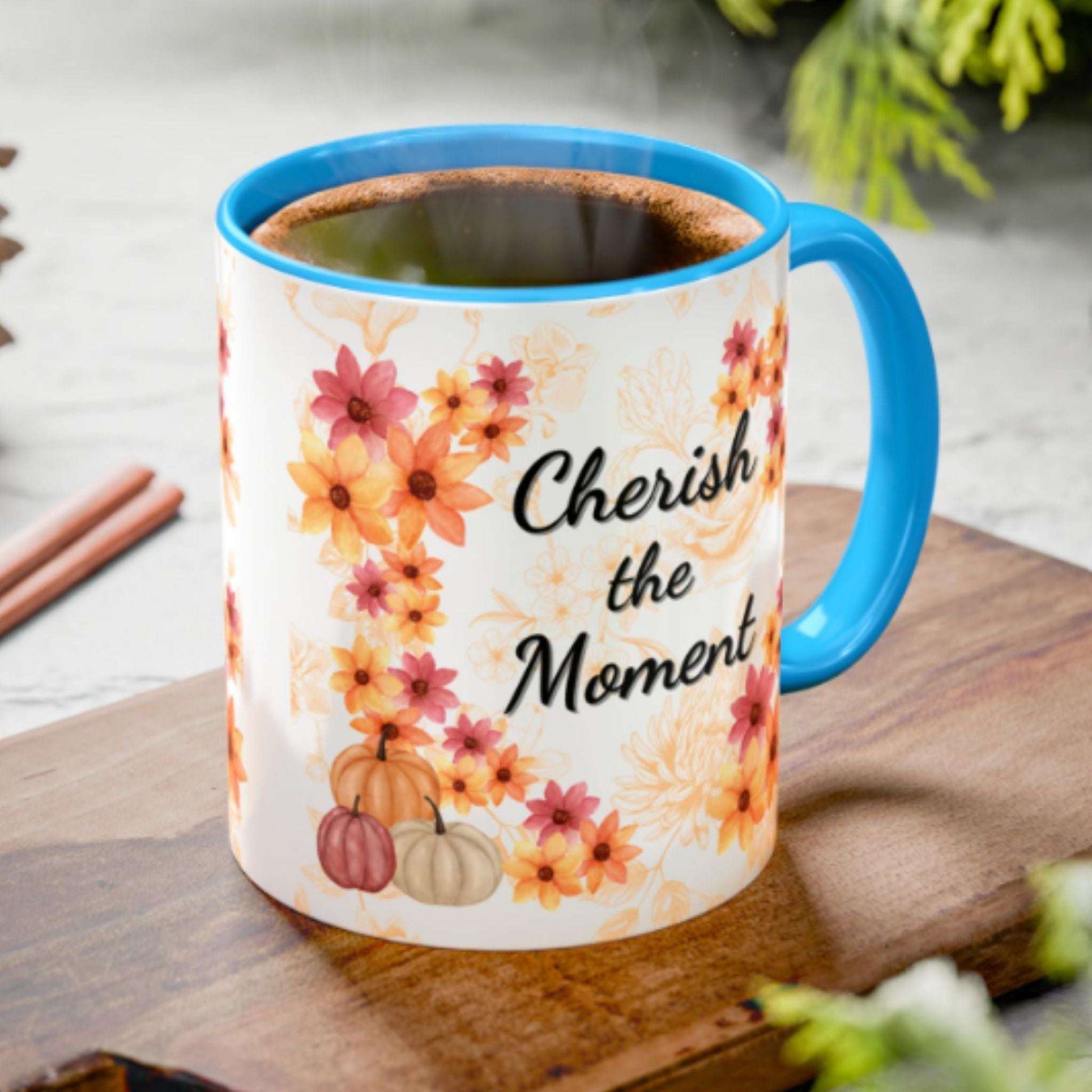 Fall Flowers Coffee Mug 11oz | Ceramic Tea Cup | Inspirational
