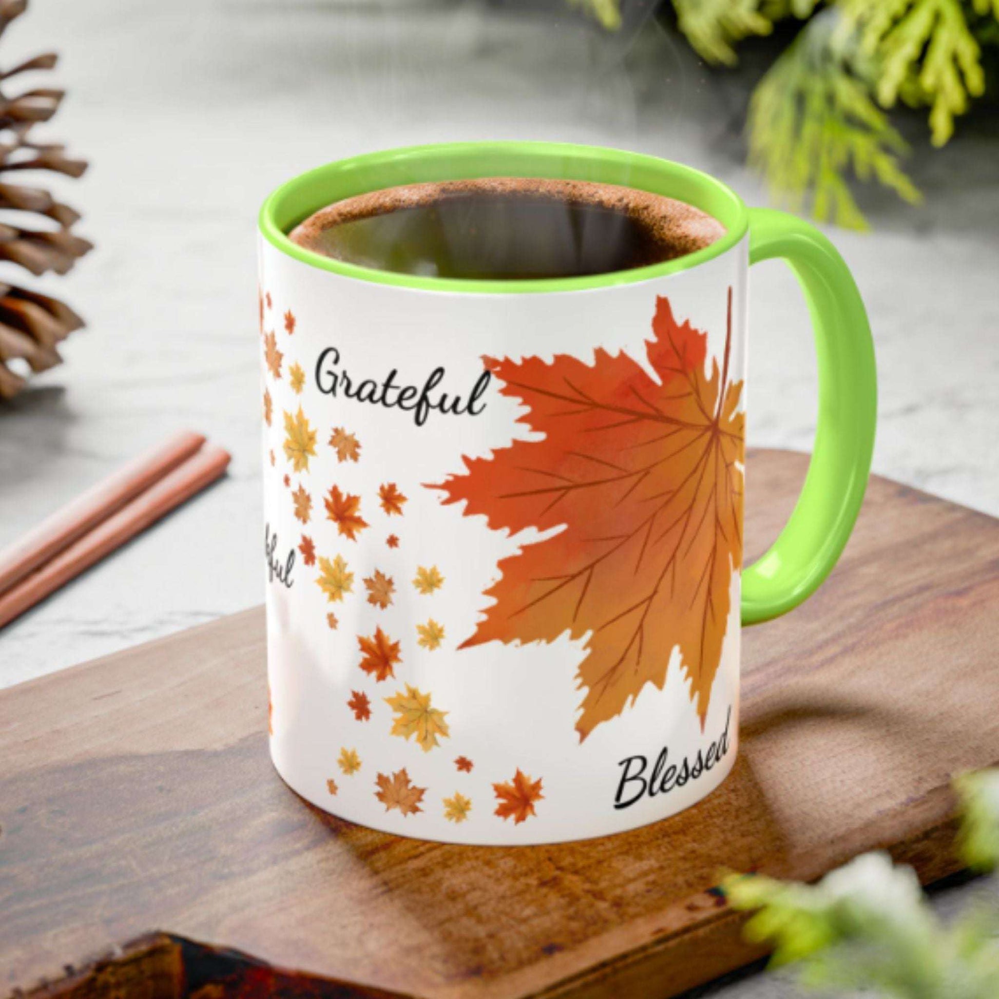 Cozy Fall Leaves Mug – Thanksgiving Coffee Cup 11oz Autumn Drinkware