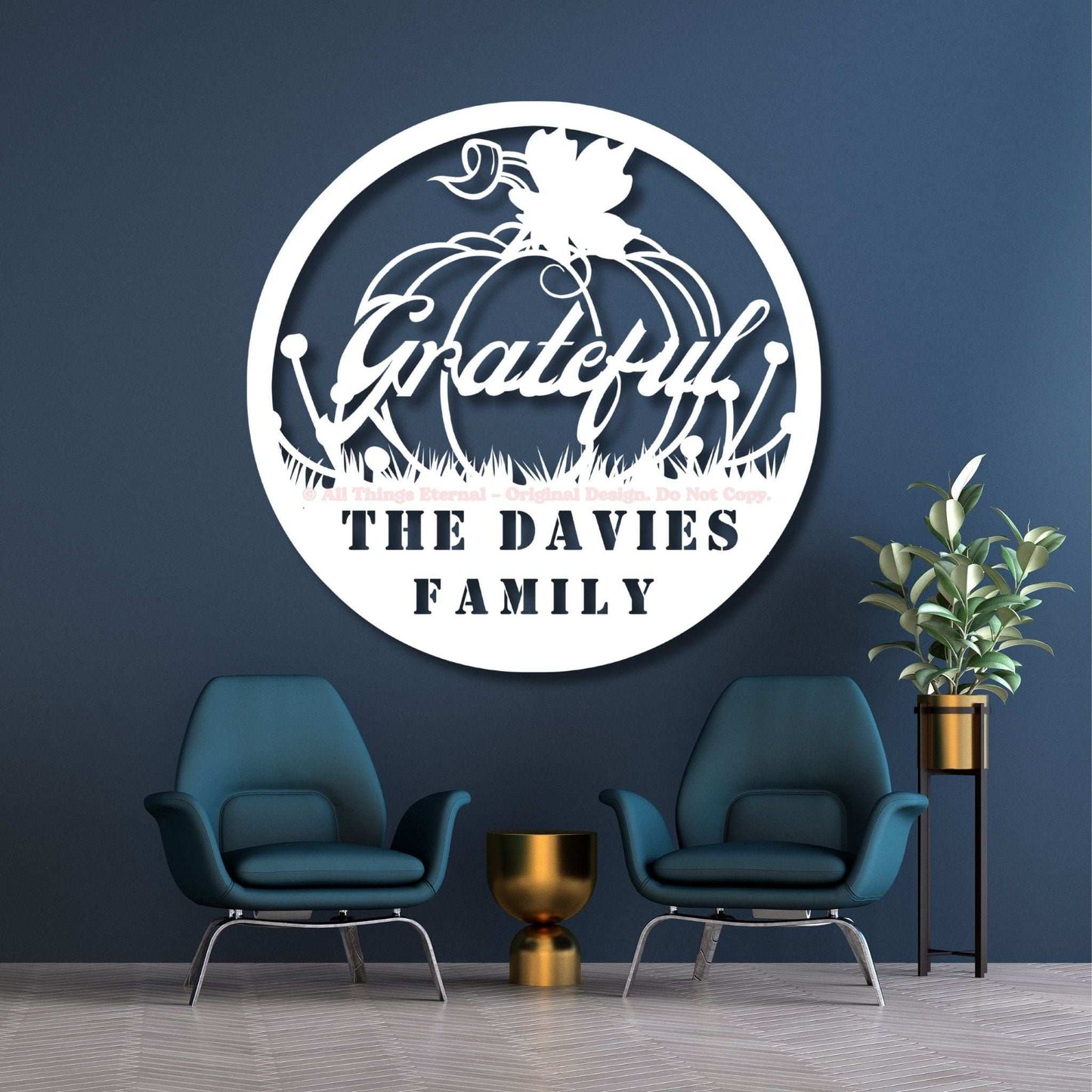 Personalized Pumpkin Grateful Metal Wall Art – Fall & Thanksgiving Decor