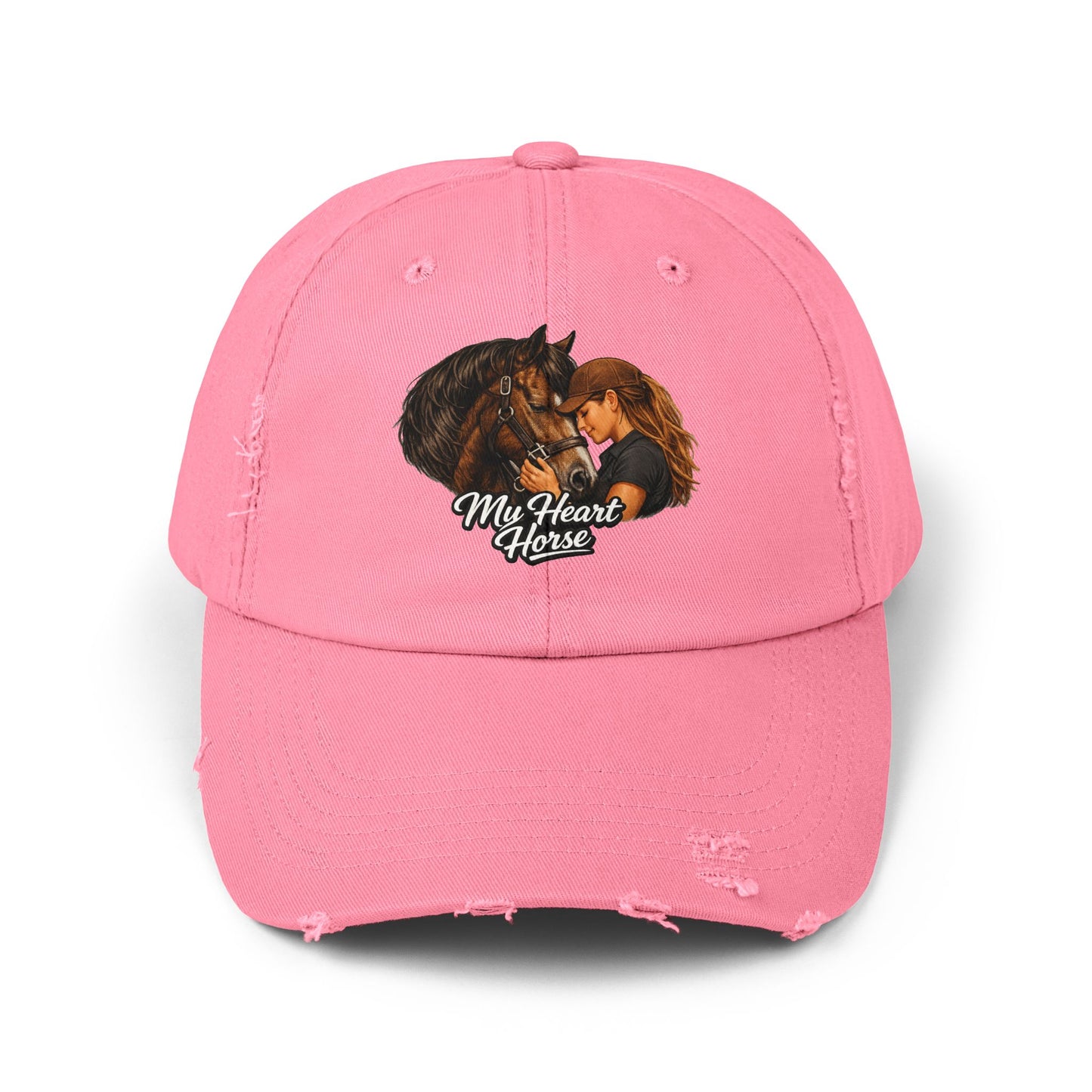 My Heart Horse Distressed Cap — Women's Equestrian Baseball Hat