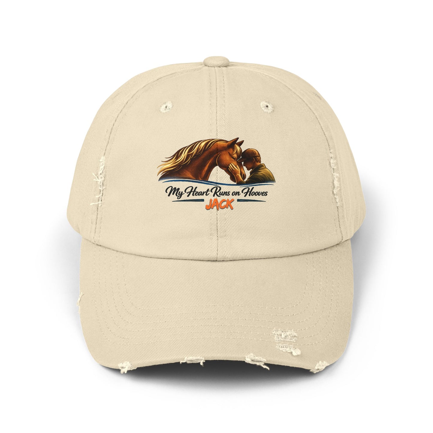 Personalized  Horse Cap — 'My Heart Runs on Hooves' Embroidered Baseball Hat for men