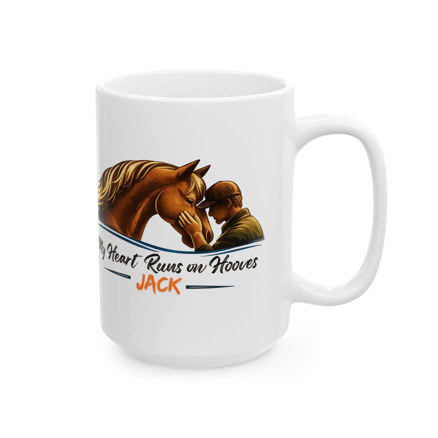 Personalized Horse Mug – My Heart Runs on Hooves Ceramic Coffee Cup