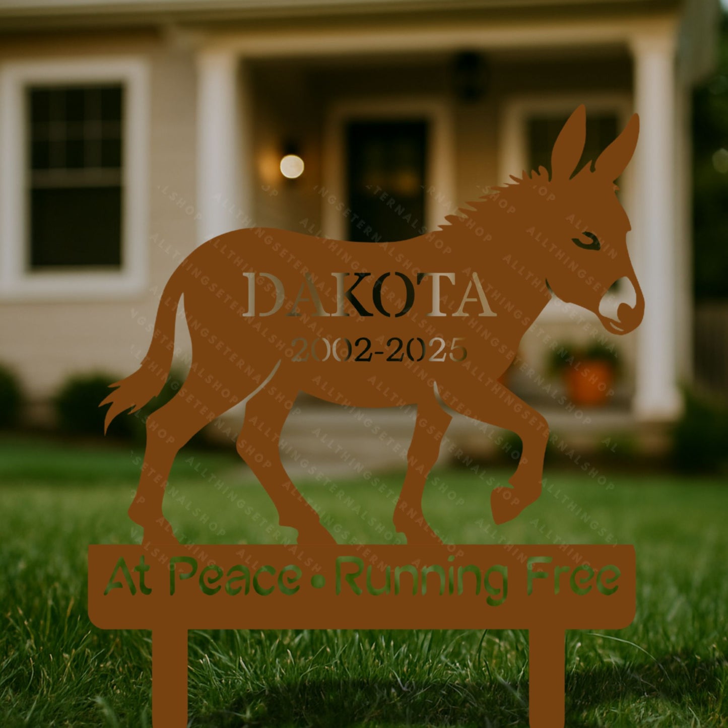 Personalized Donkey Memorial Metal Garden Yard Sign Decor