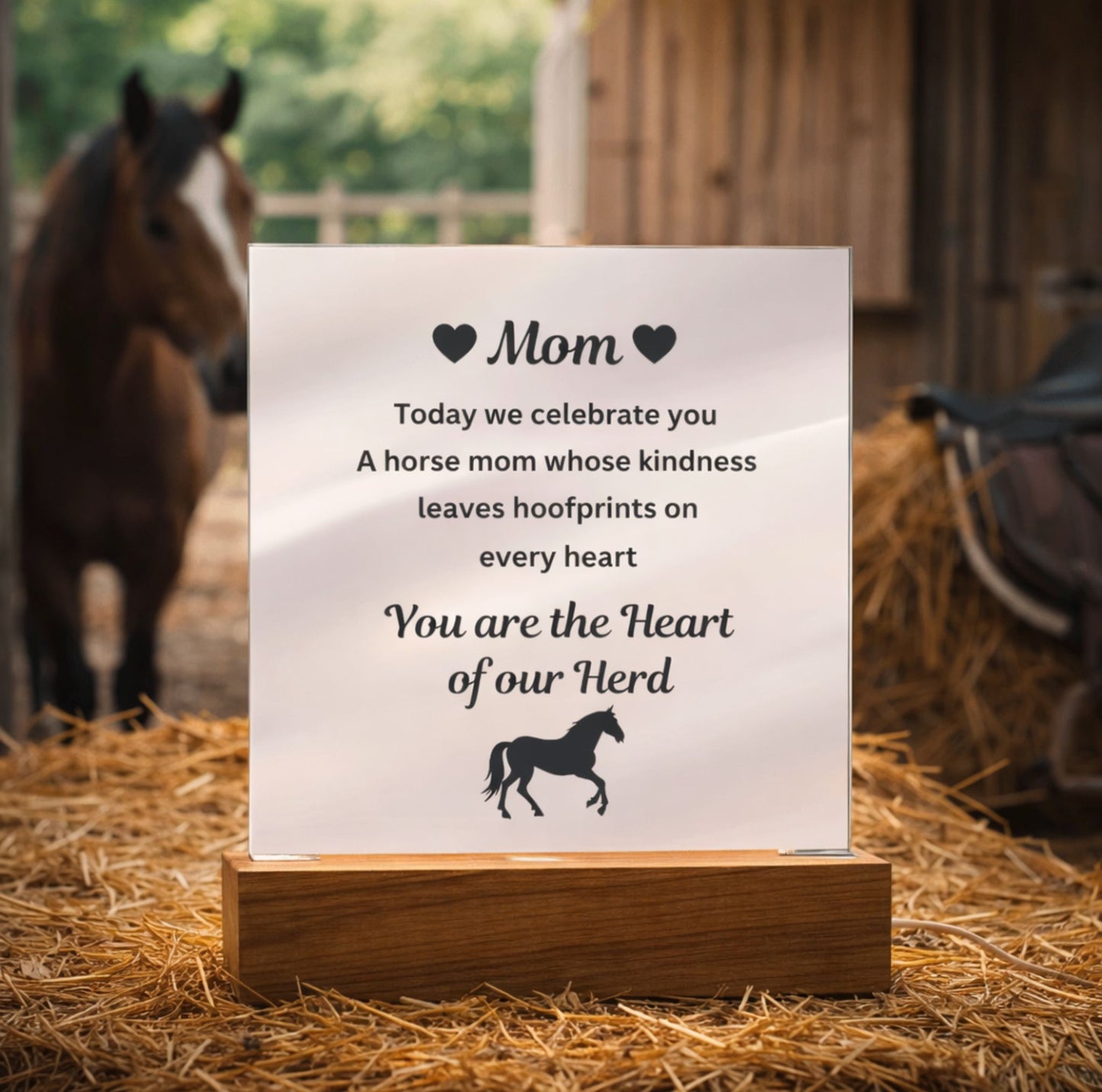 To My Horse Mom Acrylic Plaque – You Are the Heart of Our Herd, Mother's Day Gift
