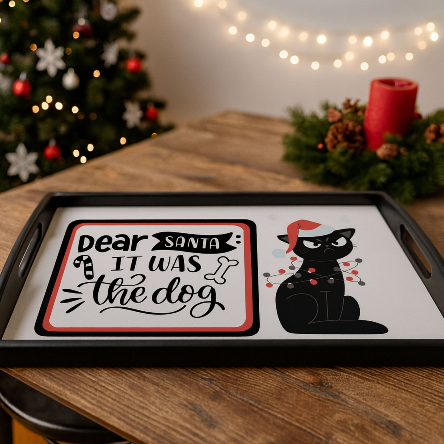 Espresso Black Cat Serving Tray – Funny Christmas & Holiday Decor