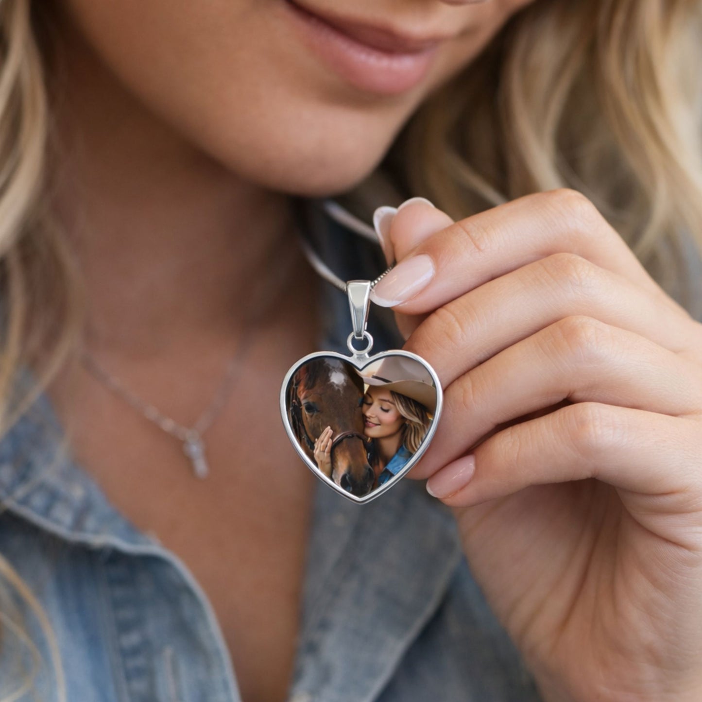 Personalized Horse Memorial Heart Pendant Necklace-Memorial Gift for Horses