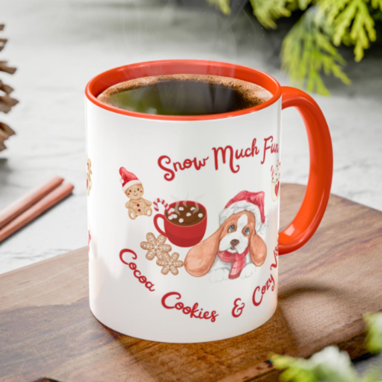 Snow Much Fun Holiday Mug | Festive Two-Tone Christmas Coffee Cup