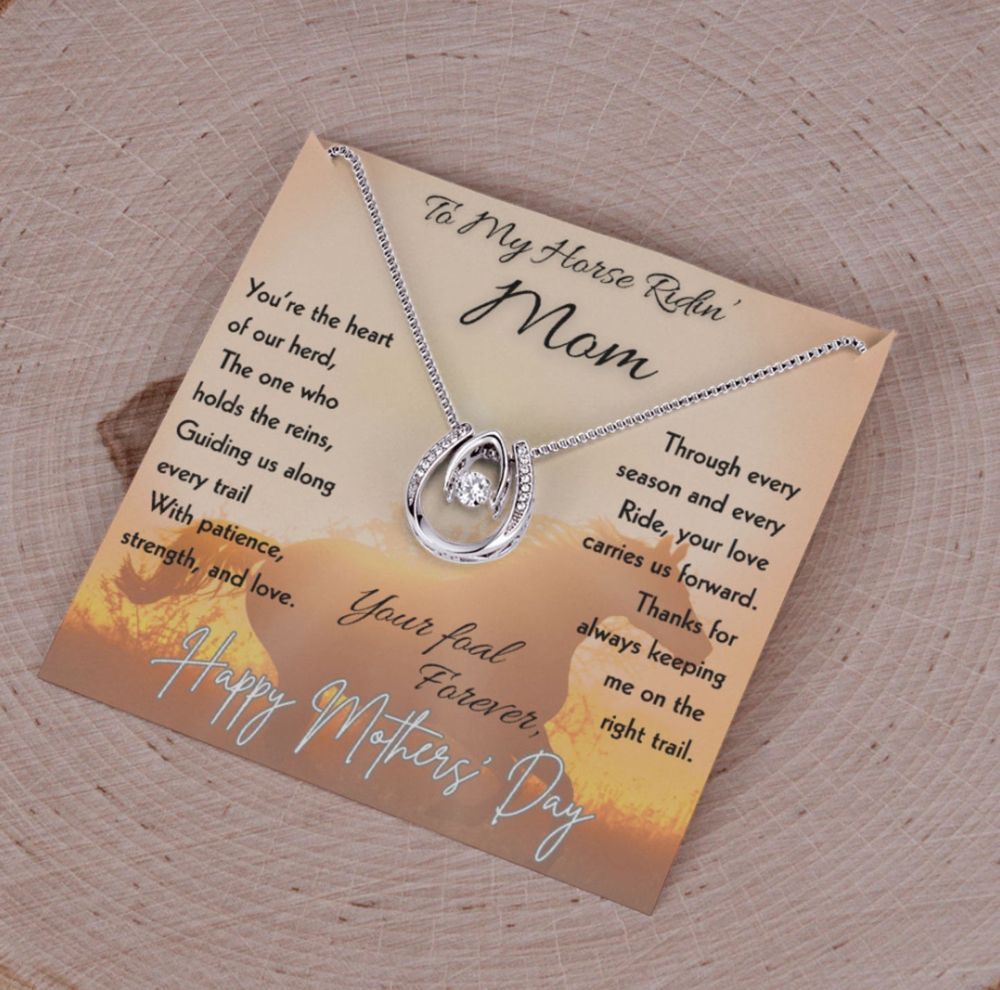 To My Horse Ridin' Mom Necklace – Horse Lover Gift for Mom | Mother's Day Jewelry