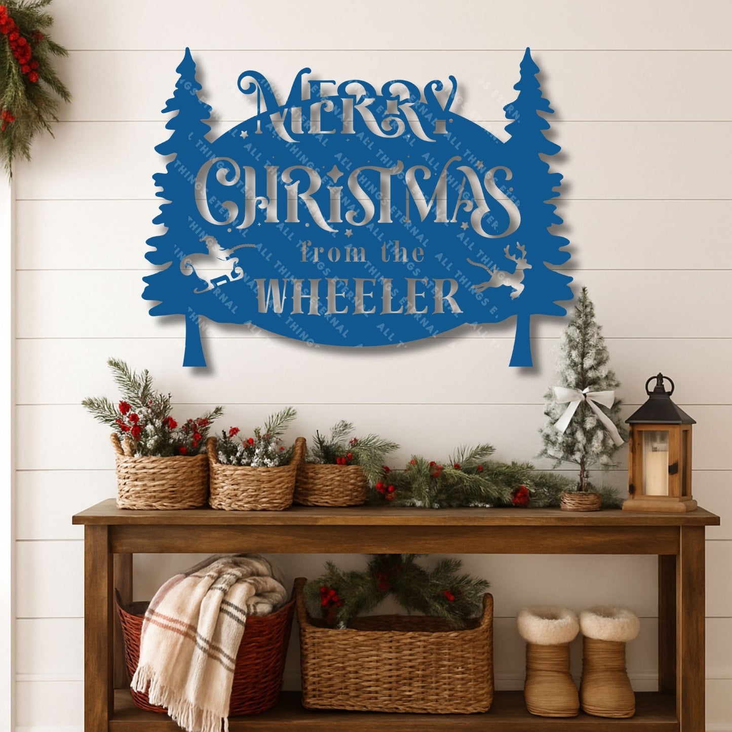 Personalized Merry Christmas Metal Sign – Custom Wall Holiday Decor