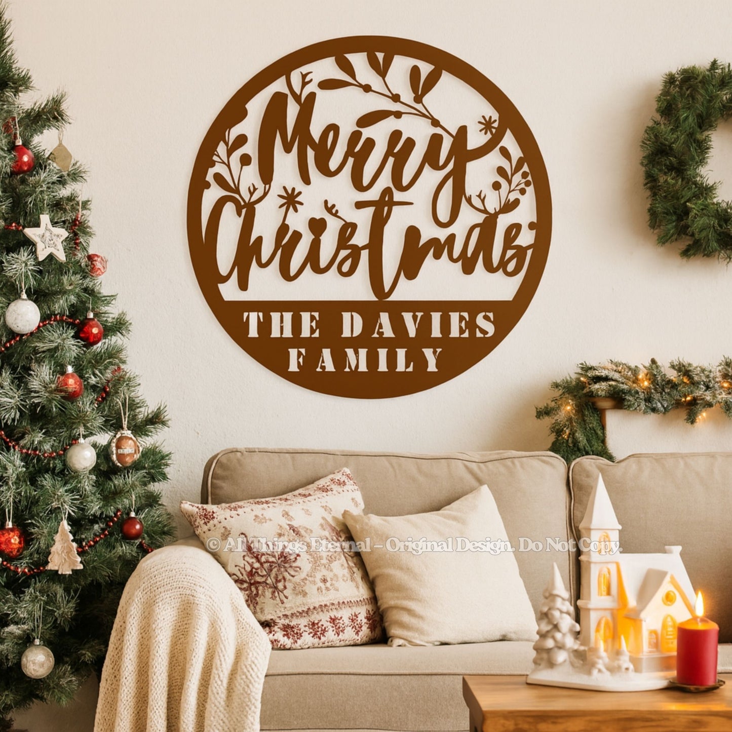 Personalized Christmas Metal Sign | Custom Family Wall Decor